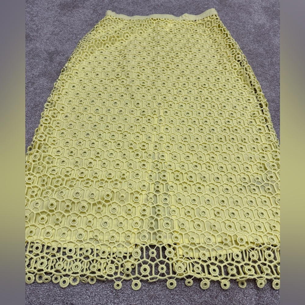 Jonathan Simkhai Pale Yellow Lace Midi Skirt with Grommet Detail size Small NWT - Picture 6 of 16